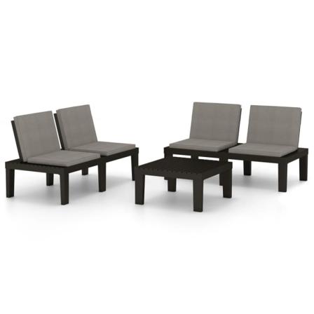 Vidaxl Loungeset För Trädgården 3 Delar Med Dynor Plast Grå Grå