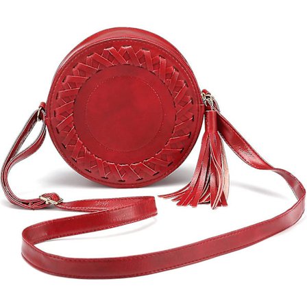 Skuldervesker for kvinner. PU-lær crossbody-veske med frynser Skulderveske rød