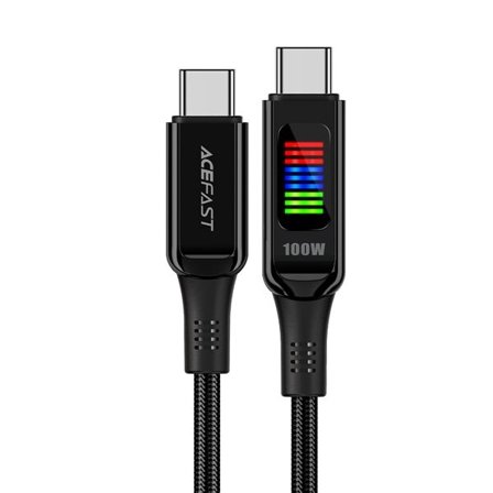 Acefast C7-03 USB-C USB-C 100W 1,2m kabel med display - svart