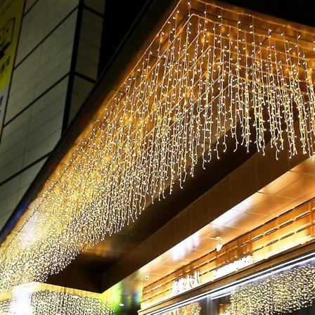5m Christmas Garland Led Gardin Icicle String Lights Droop 0,4-0,6m Ac 220v Garden Street Utendørs Dekorativt ferielys-yujia -ES Warm white