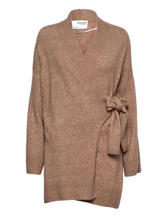 Slfnovah Ls Long Knit Cardigan B Strikkegenser Cardigan Brun Selected Femme