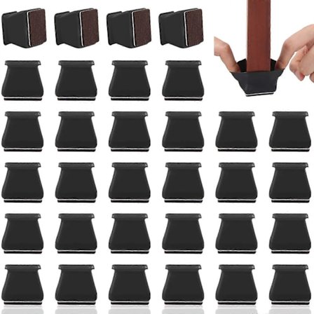 32 stk Silikon Stolbensbeskyttelse for Harde Gulv, Filtputer Gulvbeskyttelse for Stoler Møbelben, Stolstrømper Møbel Sl [DB] Svart