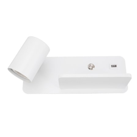 LED Vegglampe USB-grensesnitt Trådløs Lading LED Vegglampe for Stue Soverom 85‐265V Hvit Venstre