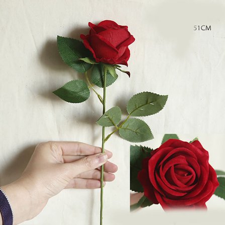 1 kpl Punainen Ruusu Teko Silkki Kukka Koti Juhla Koristeluun (52cm)