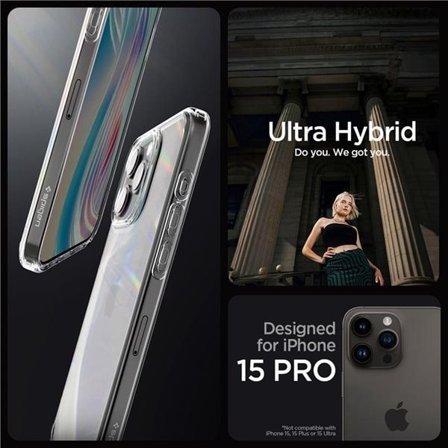 Spigen Crystal Hybrid iPhone 15 Pro-etui - Klar