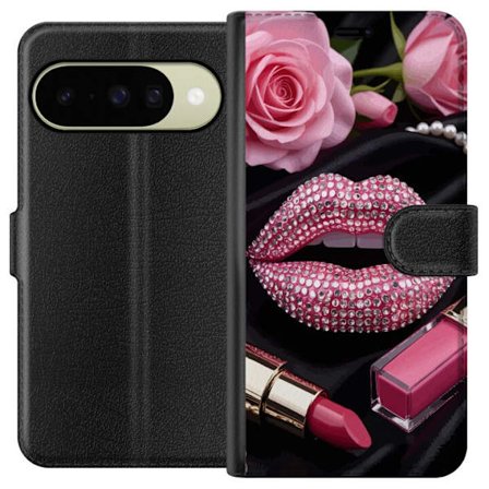 Kompatibelt Plånboksfodral till Google Google Pixel 10 Röda läppar diamanter smink glittrar