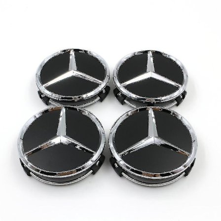 4-delt bilhjulsdæksel, Benz-logo 75mm hjul, centerhjulsdæksel fælglogo 3 hjørner fælgmærke Superb-hurtig levering