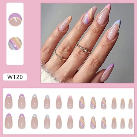 Falska naglar med lim Akrylnaglar Franska stick on naglar Falska naglar med lim