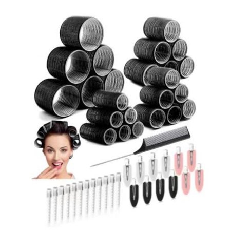 Hårspoler Hårruller 48 stk. Sæt med 24 stk. Hårruller 4 Størrelser (6 Jumbo Ruller/6 Store Ruller/6 Medium Ruller/6 Små Ruller) og 24 Hårklemmer