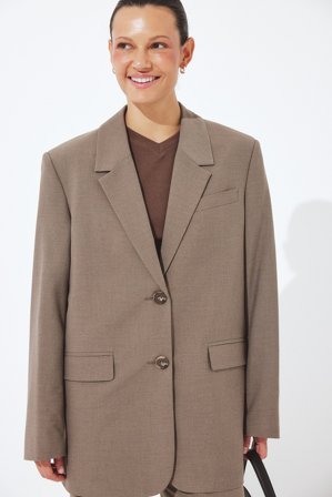 NA-KD - Oversized melert blazer - Kontorklær - Brun - EU 38