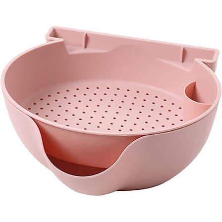 Multifunktionell dubbellagers avloppskorg Plast Matsil Frukttvätt Durkslag Skål Förvaringslåda Hem Kök Korg Telefonhållare