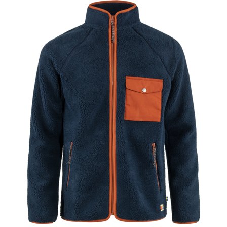 Fjällräven Herr's Vardag Pile Fleece in Navy/Autumn Leaf | Size: XS, G-1000/Polyester