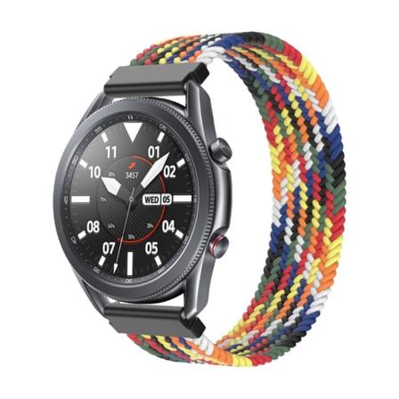Samsung Galaxy Watch 3 (45mm) elastisk nylon-urrem - Farverig Sort / Hvid Størrelse: S Multicolor