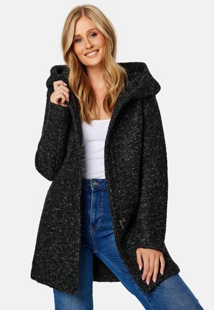 ONLY Sedona Boucle Wool Coat Black Detail:Melange Klær
