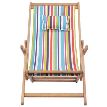 vidaXL Hopfällbar strandstol tyg och träram flerfärgad multifärg