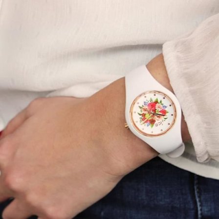 Ur - ICE-WATCH - 017575 - Hvid og roseguld silikone - Blomsterdiale - Kvartsurværk