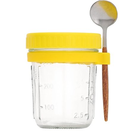 Overnight Oats Behållare med Lock och Skedar 350 ml Glasburkar för Overnight Oats Läcksäker Havregrynsbehållare för Flingor Frukt Grönsaker