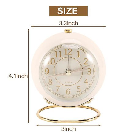 Pieni pöytäkello, klassinen ei-tikittävä kvartsipöytäanalogiherätyskello työpöytäkello taustavalolla