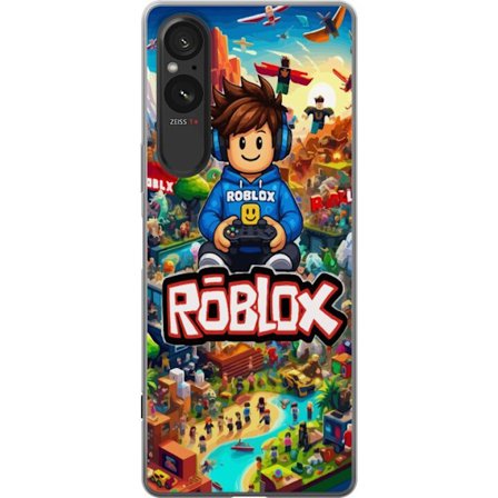 Kompatibel Mobilcover til Sony Xperia 5 V Roblox-verden med spilkarakterer og farverige eventyr fyldt med action og flyvende køretøjer