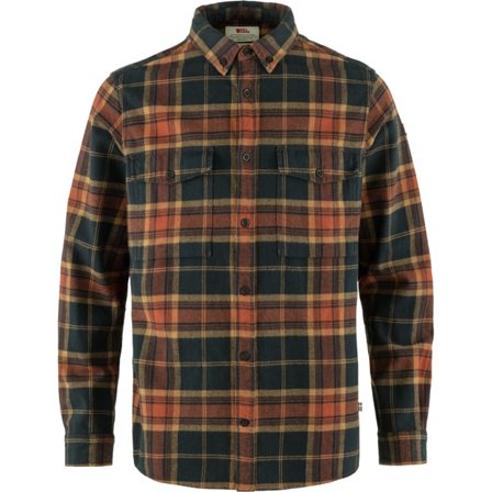 Fjällräven Men's Övik Twill Shirt in Autumn Leaf/Dark Navy, Bio-Baumwolle | Size: 2XL