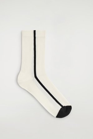 COS Damen Striped Cotton Socks - Weiss