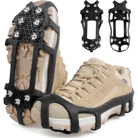 Stegjern Issko til Sko og Støvler Snetrækkraft Stegjern til Gang på Sne og Is 9-punkts Stegjern Skridsikre Griber Oversko Silikone Stretch Fo