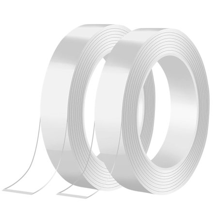 3cm (16,5ft/5M) Nano Gel Tape 2 rullar Stark dubbelsidig tejp Monteringstejp Starkt lim Spårlöst Tvättbart lim