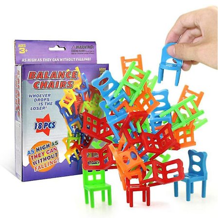18 st balansleksaker i plast, färgglada ministockningsleksaker
