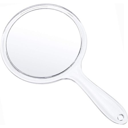 Makeup håndspejl dobbeltsidet 3X 1X rundt (gennemsigtig)