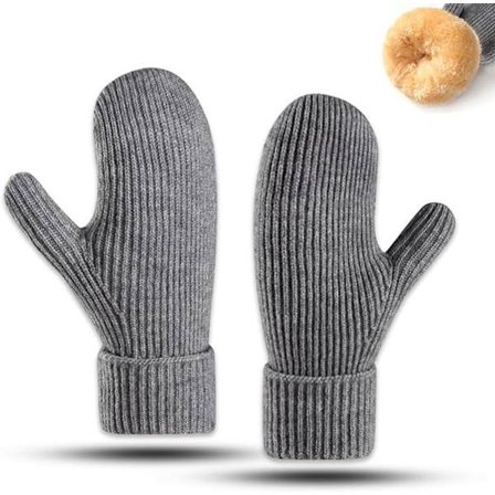 ING Uld Vinterhandsker til Kvinder og Mænd Elastiske og Ekstra Varme Luffer med Pelsfor til Sne og Koldt Vejr Ideel Gave