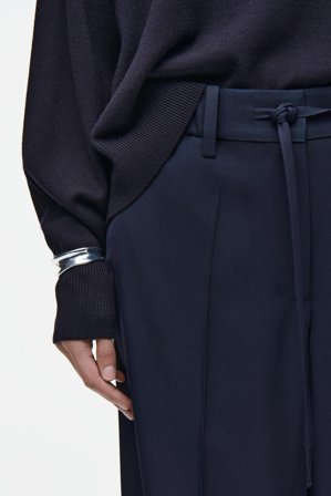 COS Women's Pantalone A Gamba Dritta Con Coulisse in Blu