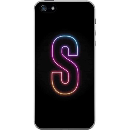 Yhteensopiva Puhelinkuori Apple Apple iPhone 5 Neonkirjain S kirkkaissa pinkissä ja sinisissä sävyissä tummaa taustaa vasten, siisti kirjaintaide
