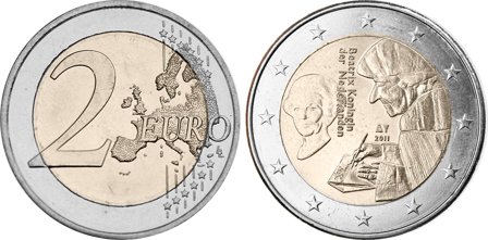 Holland 2011 - 500 år for Laus Stultitiae - 2 euro mønt