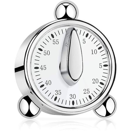 60 minutters kjøkkenur, mekanisk timer for barn, manuell timer for matlaging, læring (sølv) (hy)