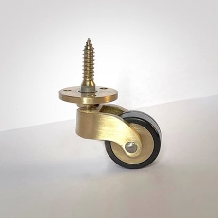 2X Swivel Castor Wheels 25mm, 1 tum massiva mässingshjul, tysta gummirörliga