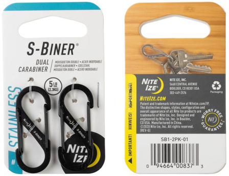 Nite Ize S-Biner Size #1 2-Pack Black
