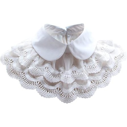 Avtakbar falsk krage halvskjorte kunstig krage blomsterblonde doble lag cape sjal elegant for kvinner jenter