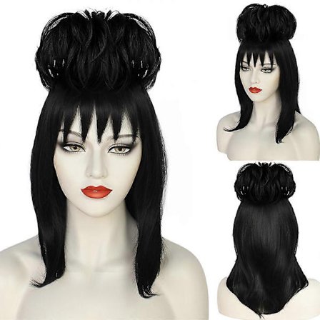 Beetle Juice Lydia Deetz peruukit 1980-luvun Halloween-elokuvan cosplay-asu naisten naamiaisasu hiusperuukki lisävaruste