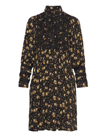 Jacquard High Neck Dress Kort Kjole Sort By Ti Mo