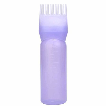 Plast Root Kam Applikator Flaska Hårfärgning Färg Applikator Hårbotten Behandling Flaska Hårrengöringsflaska med graderad skala