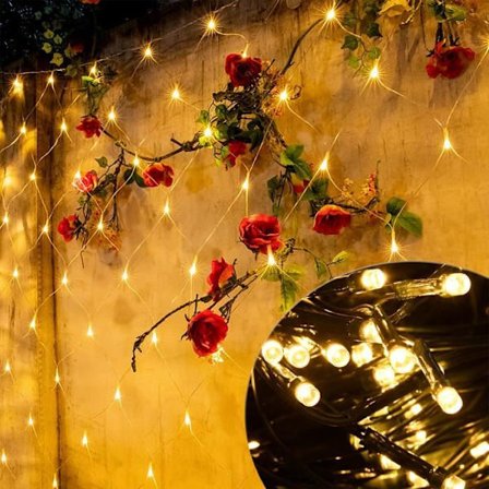 XMTECH 6 x 2 m ljusslinga - varmvit 280 LED - IP44 ljusnät med 8 ljuslägen