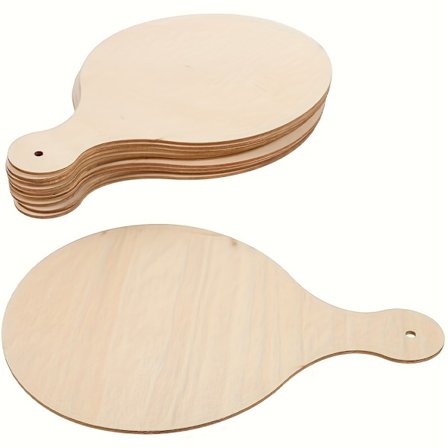 6 stk. Mini Skjærebrett i Tre med Håndtak DIY Hjem Kjøkken Dekor Håndverk Runde Charcuteriebrett