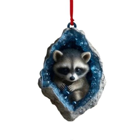 Ugle Vaskebjørn Juledekorasjon Akryl Krystallfinish Hengende Ornament Dyrevennlig Elegant Juletre Tilbehør Flerfarget[D]
