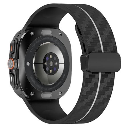Samsung Galaxy Watch Ultra 47mm Silikonarmband Kolfiberstruktur med Magnetiskt Spänne - Svart / Grå