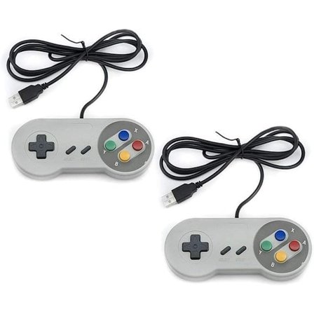 2-pak kablede USB-controllere - Kompatible med SNES-emulatorer - Retro Gaming Joypads Gamepad - Egnet til Gaming PC, Computer, Laptop