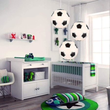 Fodbold loftslampe, kreativ fodbold loftslampe moderne LED-belysning, børneværelse lysekrone, indendørs belysning, soveværelse stue lampe, designet