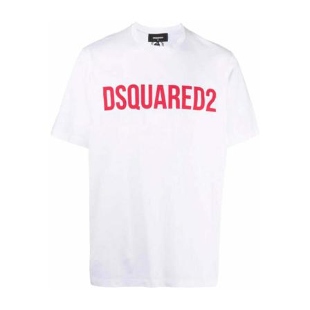 Dsquared2, Slouch Logo-print T-shirt Wit, Heren, Maat:L,Bedrukt