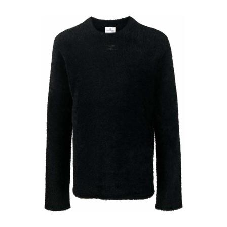 Courrèges, Round-neck Knitwear Zwart, Heren, Maat:L