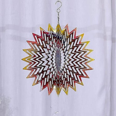 Metallinen Tuulituulimylly Puutarhaan Ripustettava Mandala Kukka 12 tuumaa