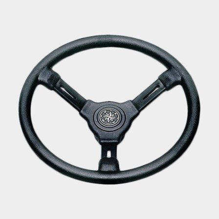 Volante para lancha Mavimare & Mancini VLN32, plástico, Ø350 mm, com cubo, compatível com eixo de direção 3/4′′ (19 mm), preto